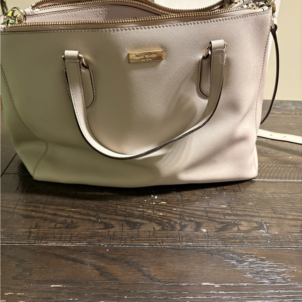 Kate Spade Laurel Way Leighann Cream Tote Satchel Handbag Black